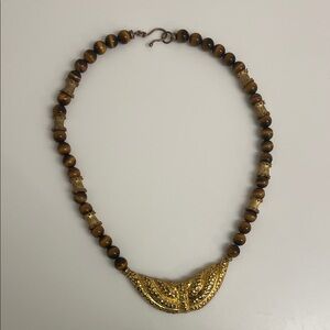 Elegant Gold and Brown Beaded Necklace